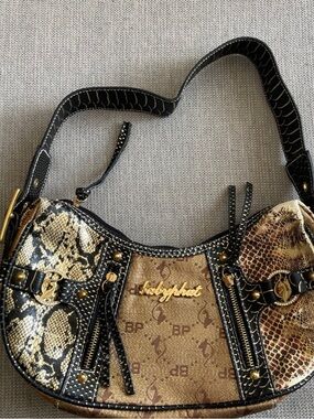 Baby Phat BOA snake skin Gold Shimmer Canvas Classic shoulder bag Y2K NWT READ!